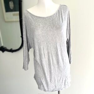 Vince Light Grey 3/4 sleeve 100% Viscose Scoop T-shirt